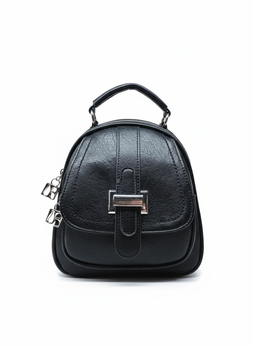 Women's Multi-Pocket Leather Mini Backpack