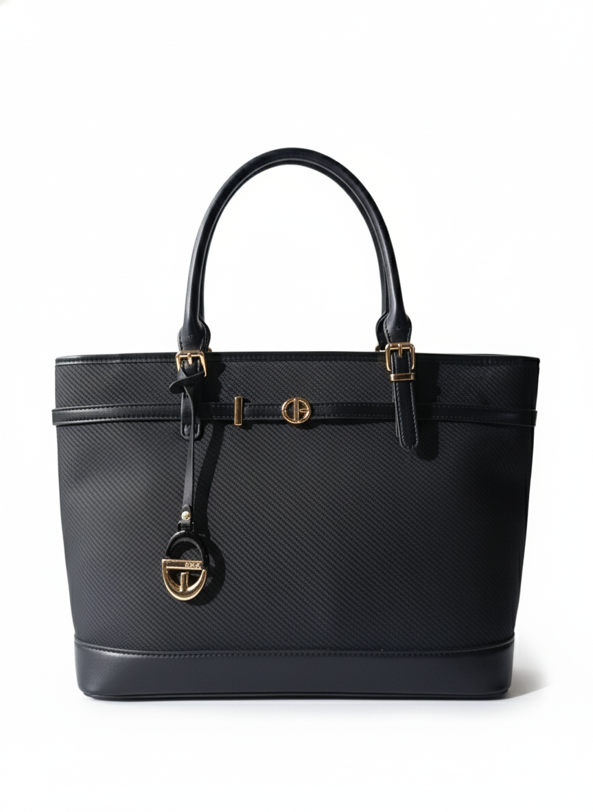 Large two-tone tote bag with long handles .CH000027