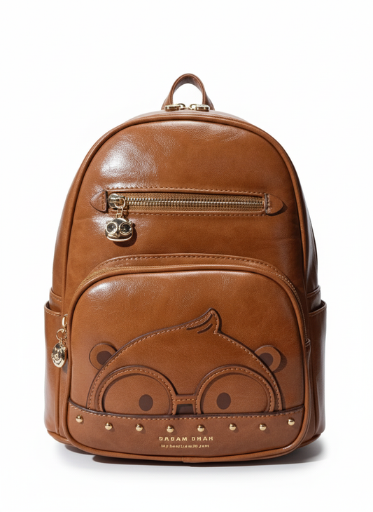 Cream and brown bear design backpack