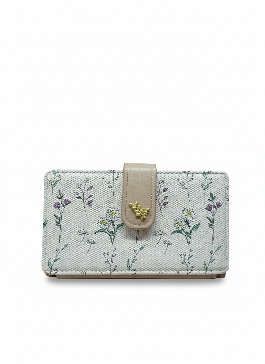 Women's short wallet with flower and herb design 202  .CH000096