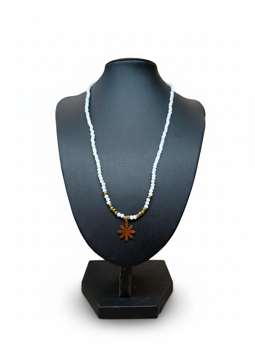 Collar Con Colgante Con Diseño De Cuenta Con Una Flor .ON000091