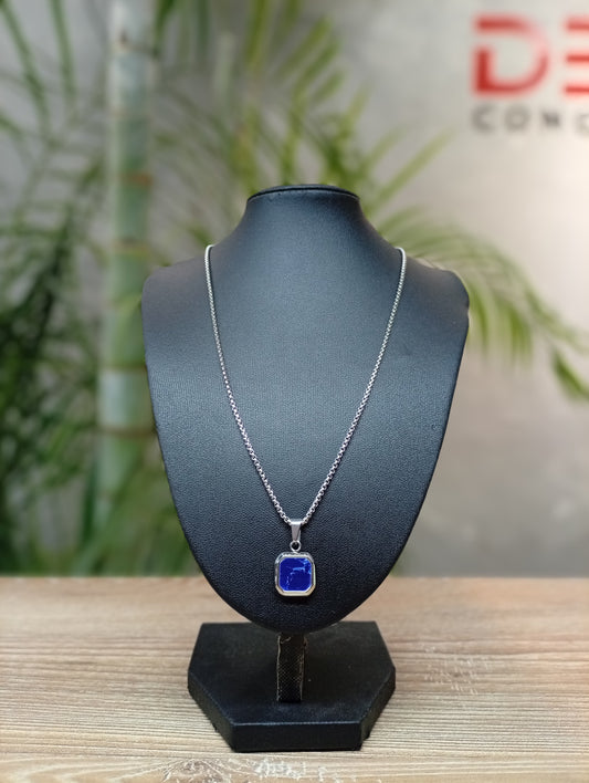 Collar De Piedra Azul Oscuro